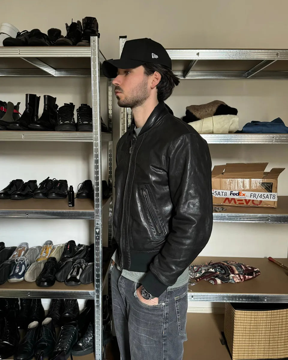 1990s Armani Shawl Bomber Leather Jacket XdCTVfA 2