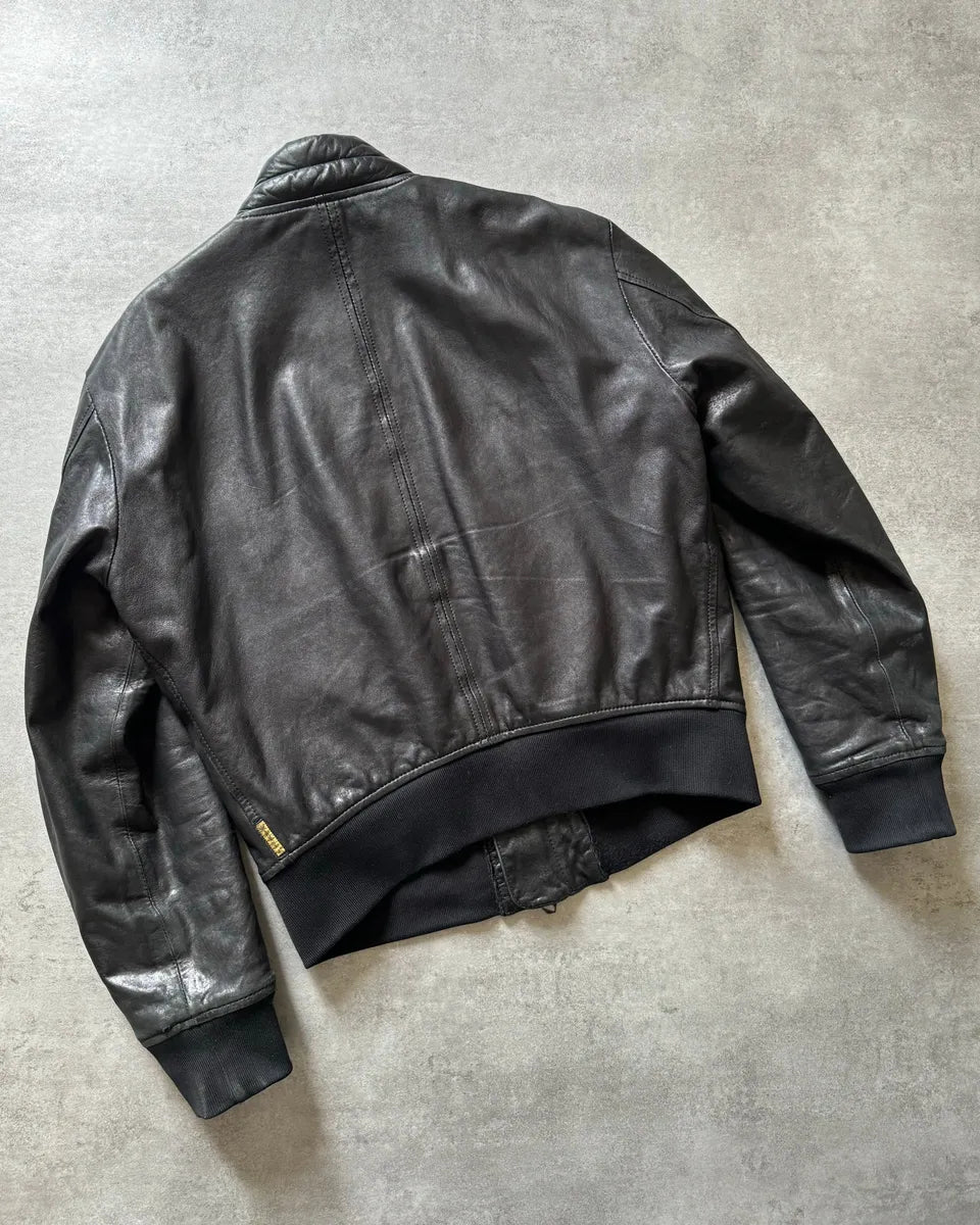 1990s Armani Shawl Bomber Leather Jacket XdCTVfA 5