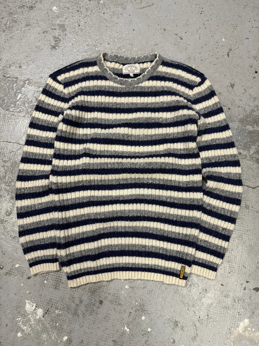 1990s Armani Striped Navy & Grey Sweater qQlAGiw 1
