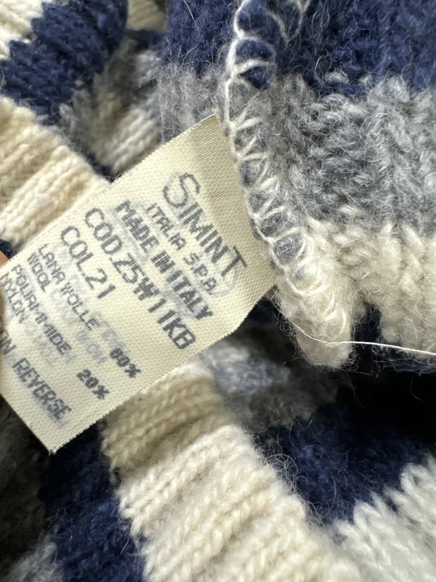 1990s Armani Striped Navy & Grey Sweater qQlAGiw 6