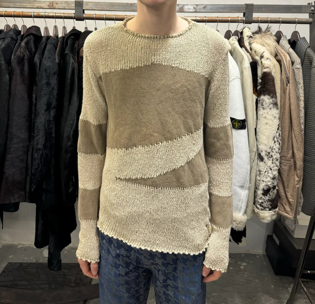 1990s Armani White & Beige Sweater (S) 1