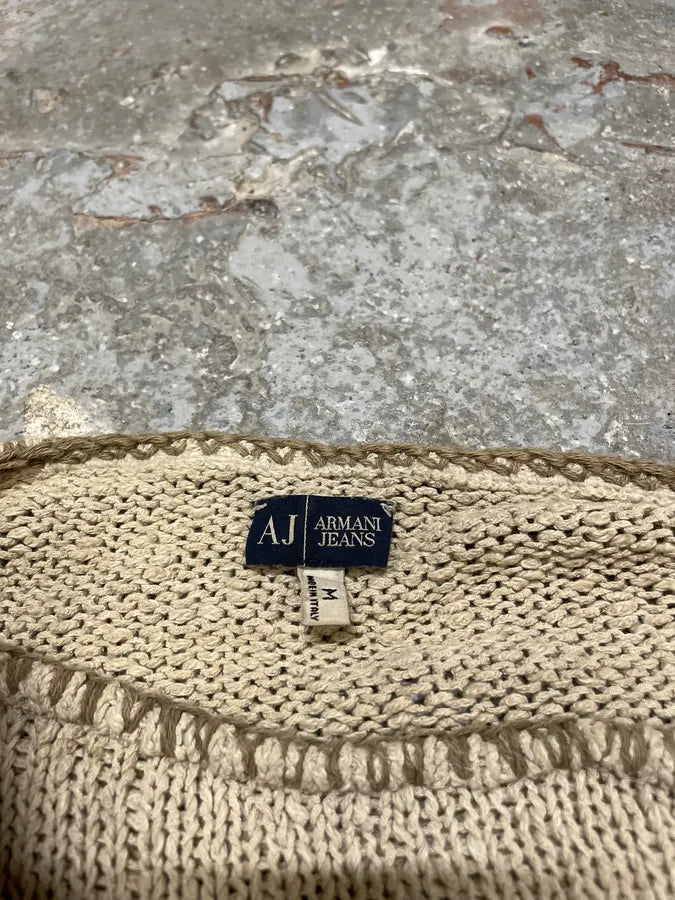 1990s Armani White & Beige Sweater (S) 6