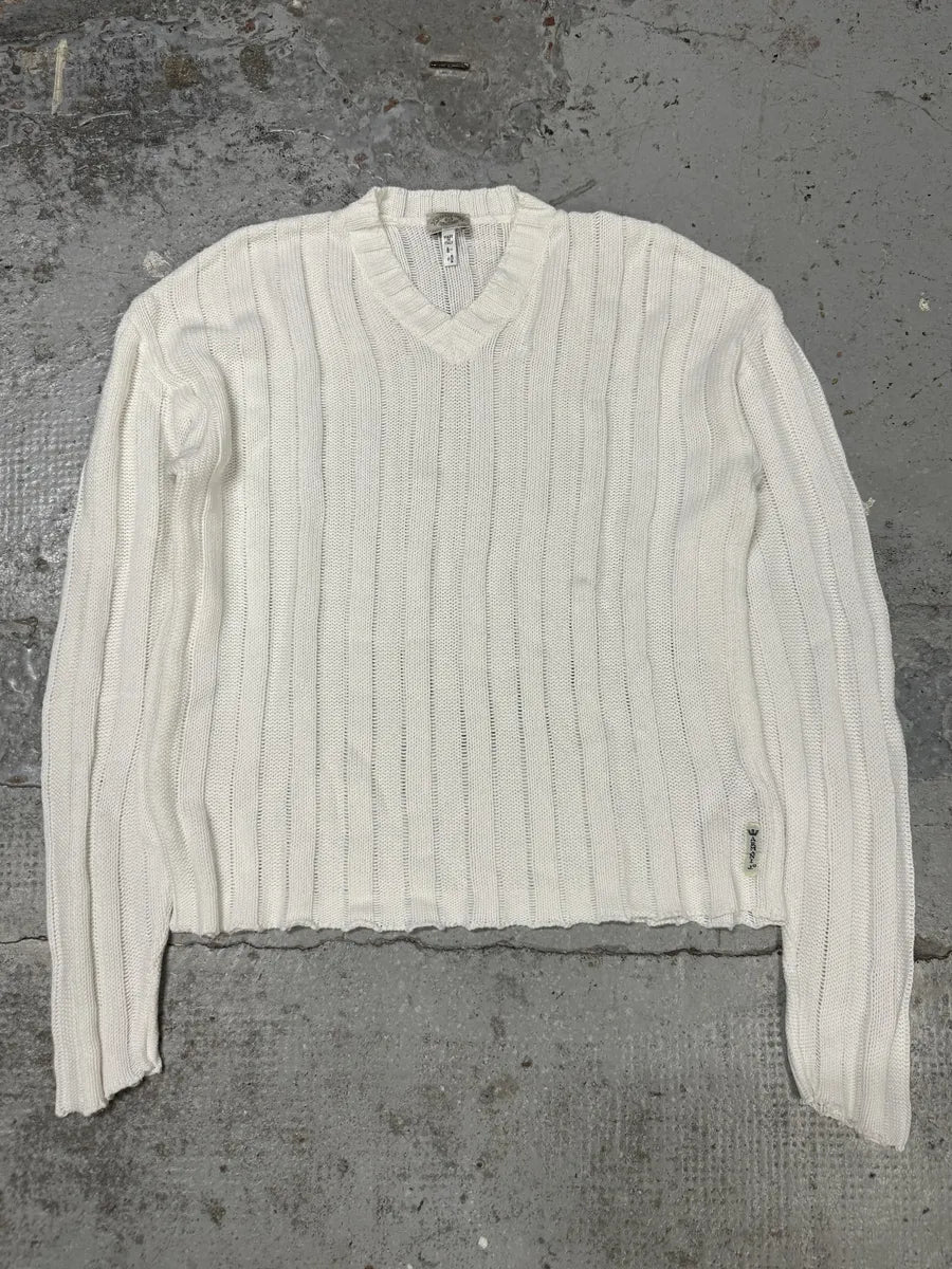 1990s Armani White V Neck Sweater tEbvzTI 0