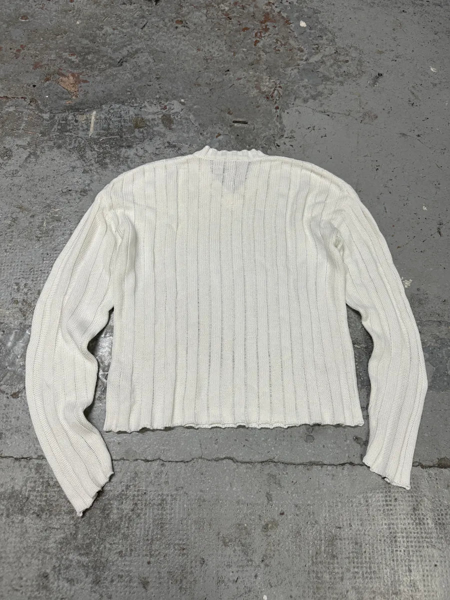 1990s Armani White V Neck Sweater tEbvzTI 1