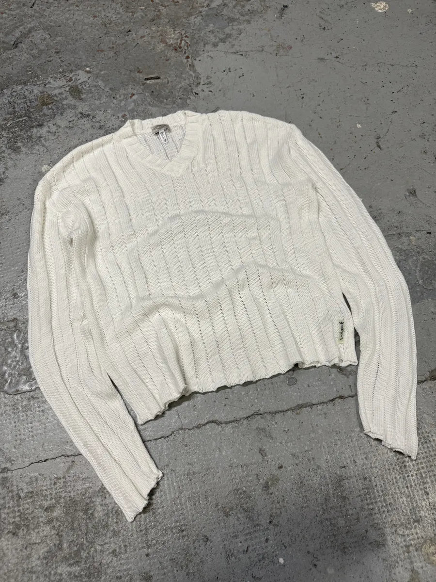 1990s Armani White V Neck Sweater tEbvzTI 4