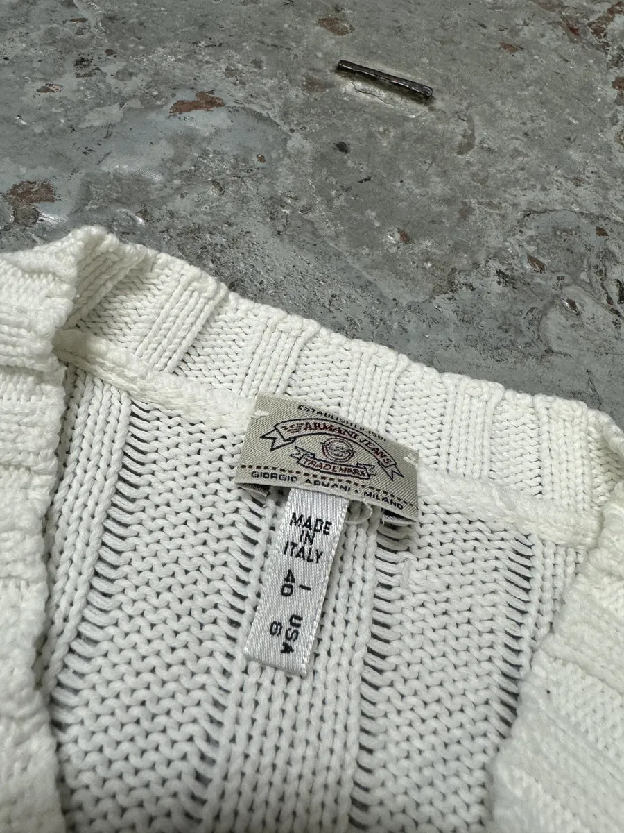 1990s Armani White V Neck Sweater tEbvzTI 5