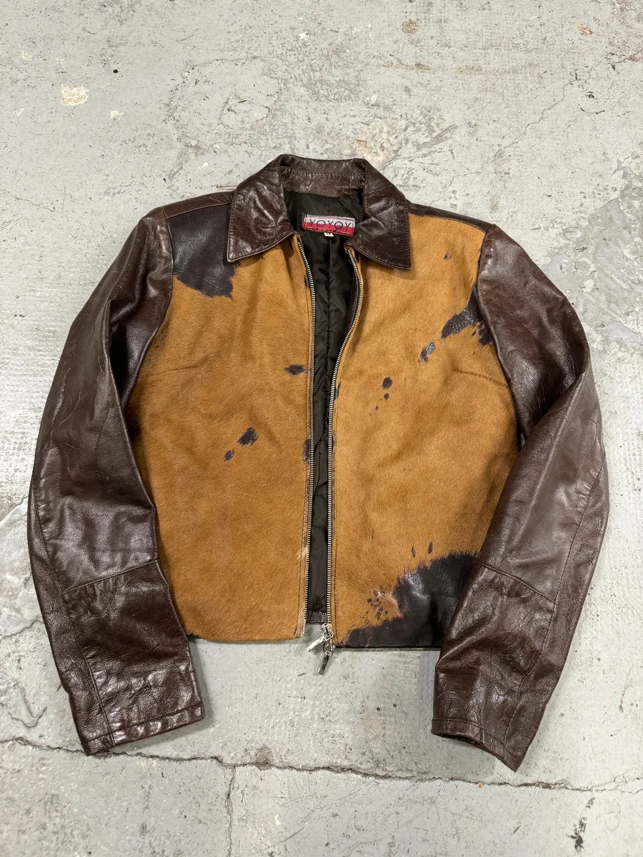 1990s Artisanal Italian Pony Hair Brown Leather Jacket (M) RsaCRdF 4