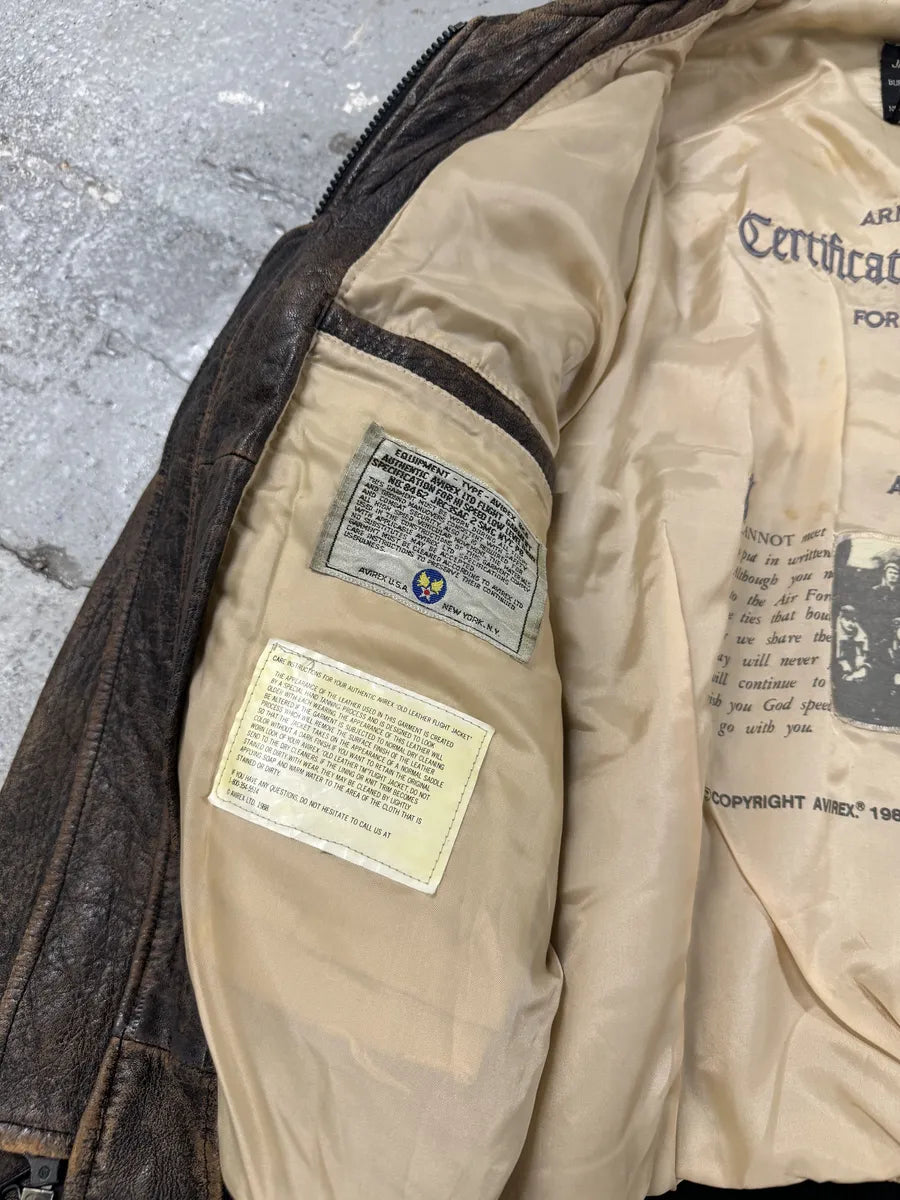 1990s Avirex Pilot Sexy America Bomber Brown Jacket vmYnJGl 6