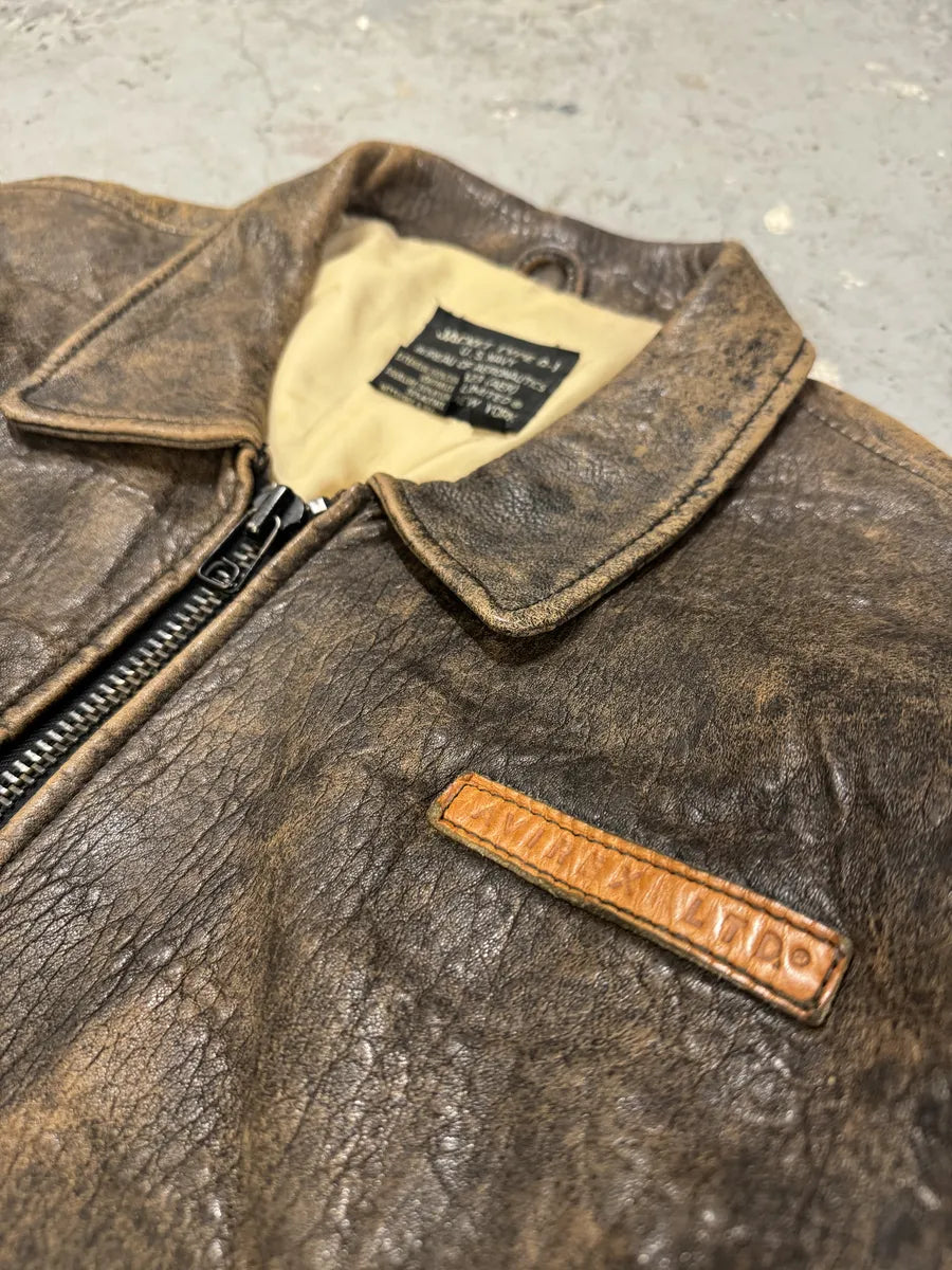 1990s Avirex Pilot Sexy America Bomber Brown Jacket vmYnJGl 7