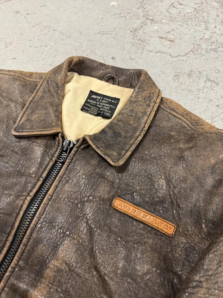 1990s Avirex Pilot Sexy America Bomber Brown Jacket vmYnJGl 9