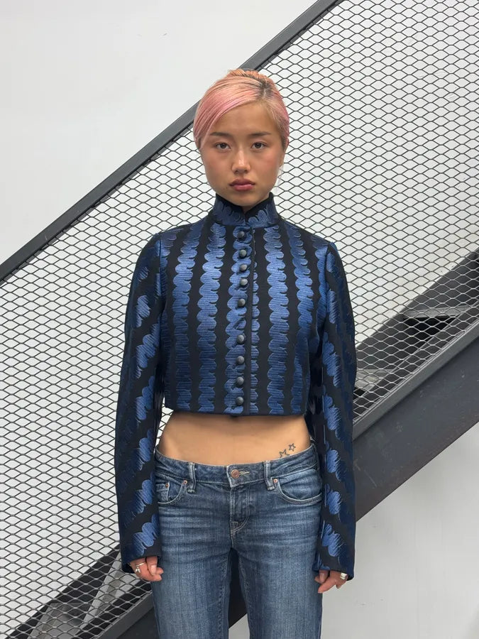 AW2014 Alaia Black & Blue Embroidered Classy Jacket  vXJfblB 0