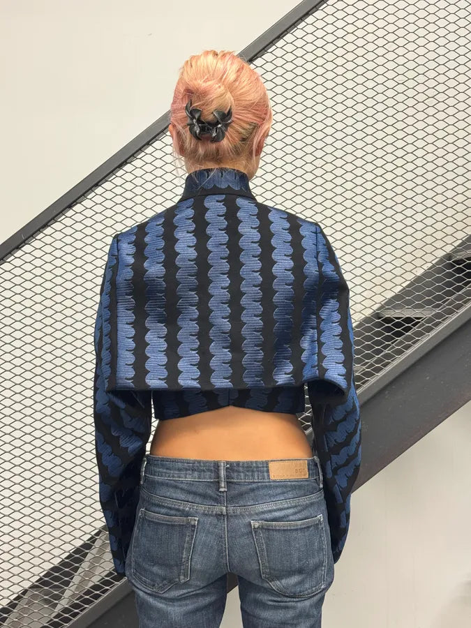 AW2014 Alaia Black & Blue Embroidered Classy Jacket  vXJfblB 4