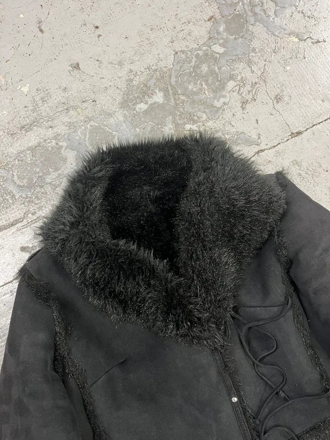 1990s Balmain Black Faux Fur Shearling Effect Jacket TPrUvxI 4