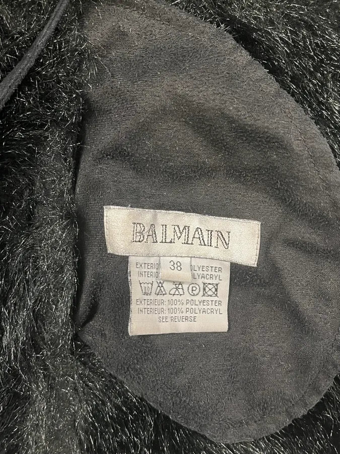 1990s Balmain Black Faux Fur Shearling Effect Jacket TPrUvxI 8