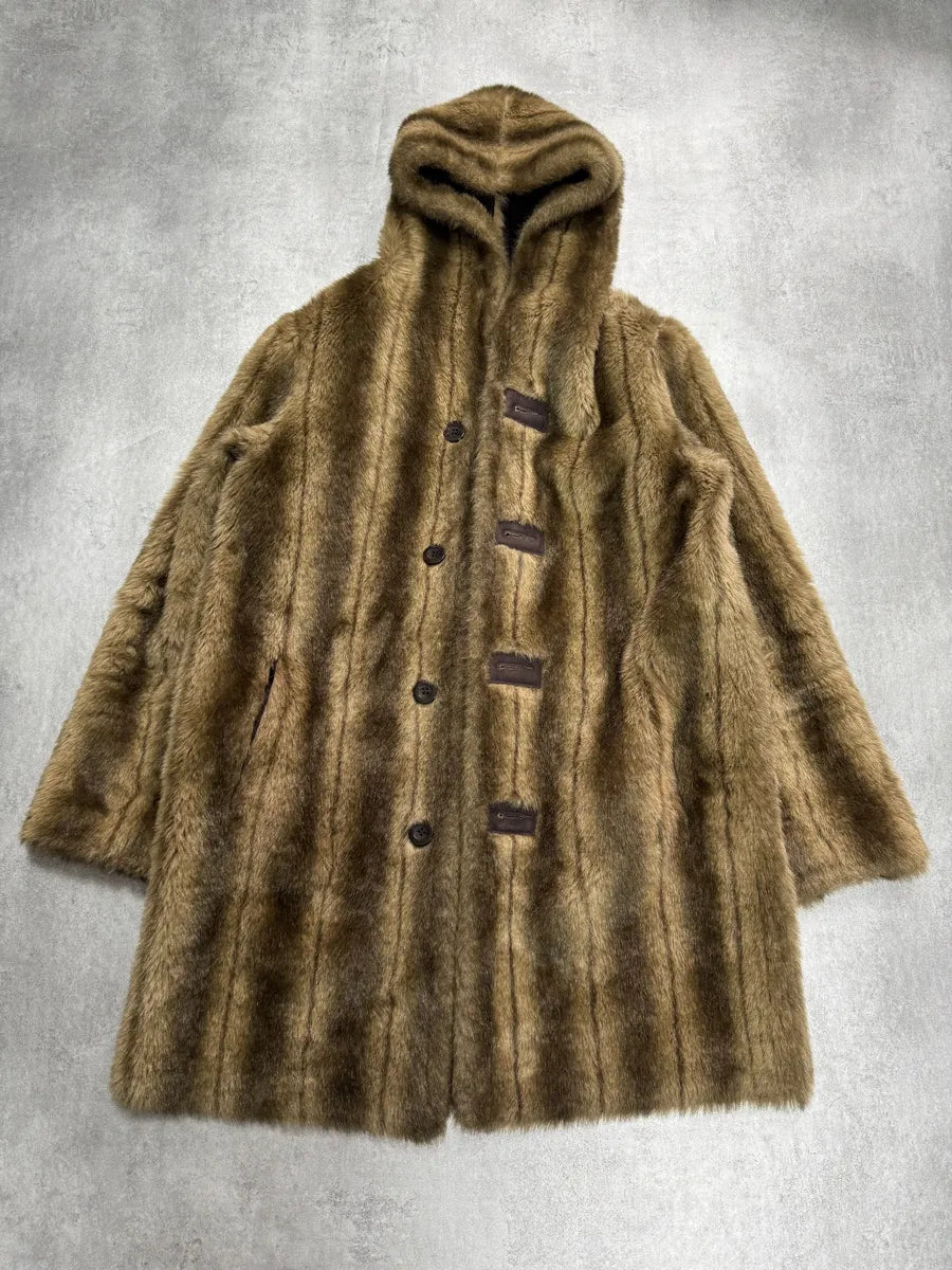 1990s Balmain Faux Fur Brown Reversible Jacket mZLDHLU 1