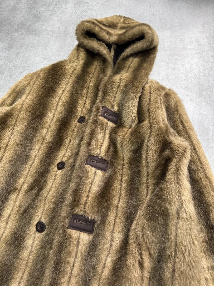 1990s Balmain Faux Fur Brown Reversible Jacket mZLDHLU 4