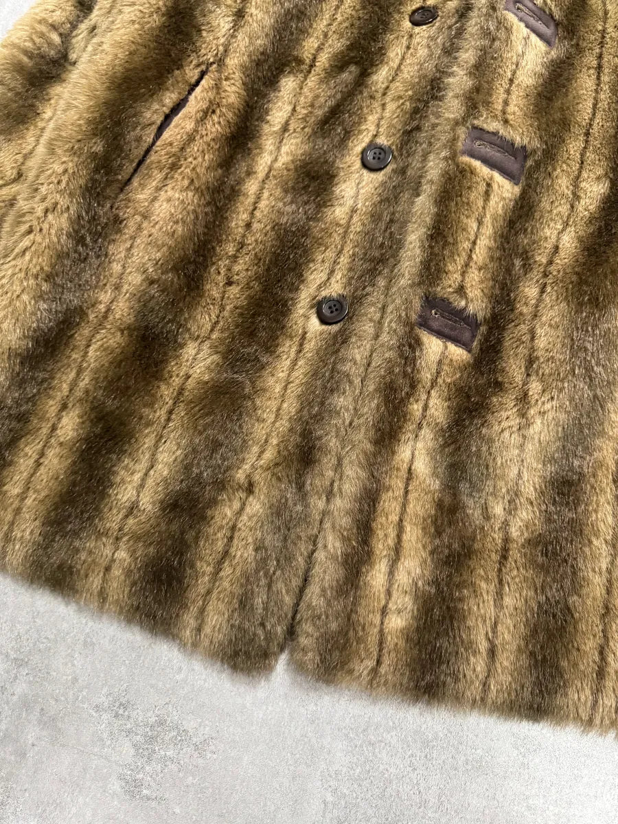 1990s Balmain Faux Fur Brown Reversible Jacket mZLDHLU 5