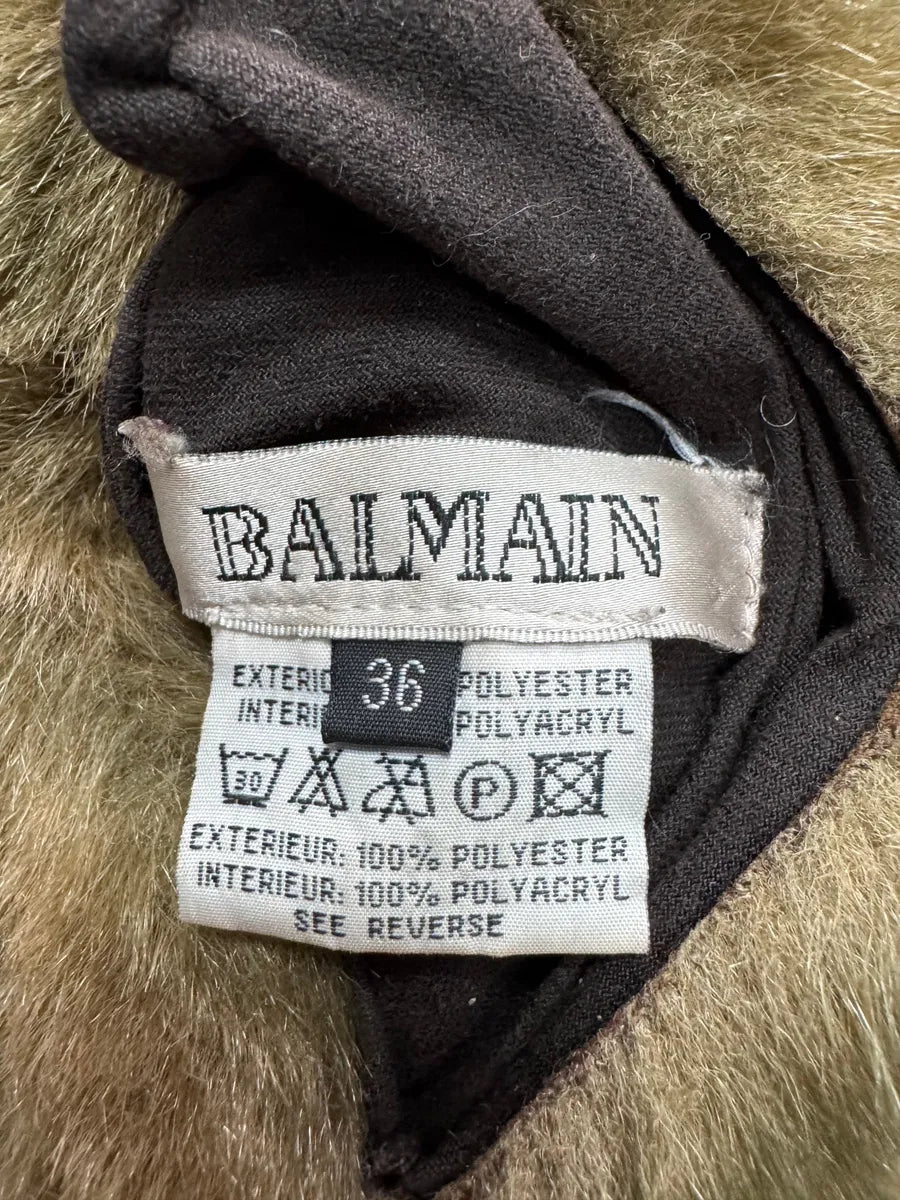 1990s Balmain Faux Fur Brown Reversible Jacket mZLDHLU 6