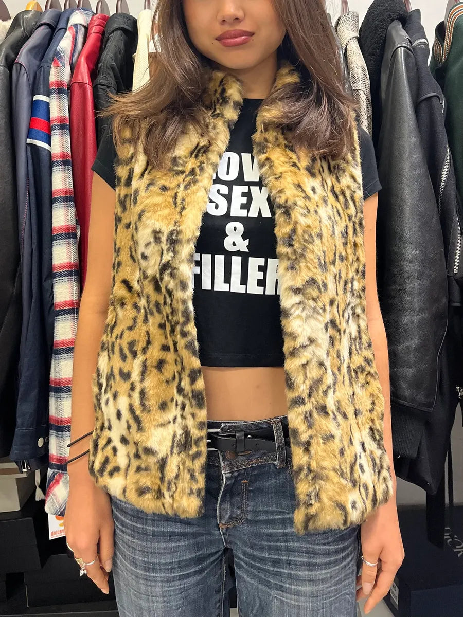 1990s Balmain Leopard Faux Fur French Vest bmbcGkv 1