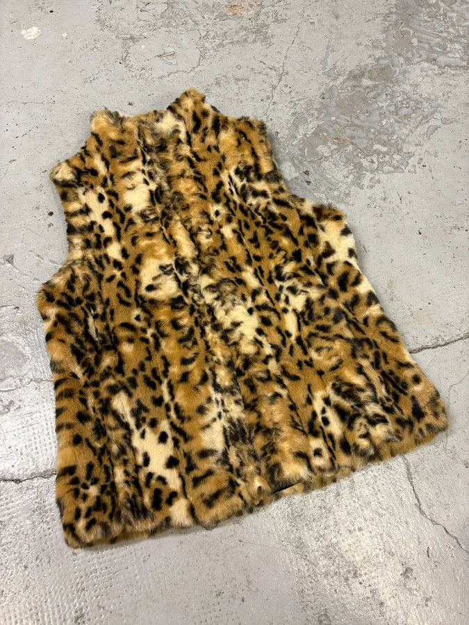1990s Balmain Leopard Faux Fur French Vest bmbcGkv 3