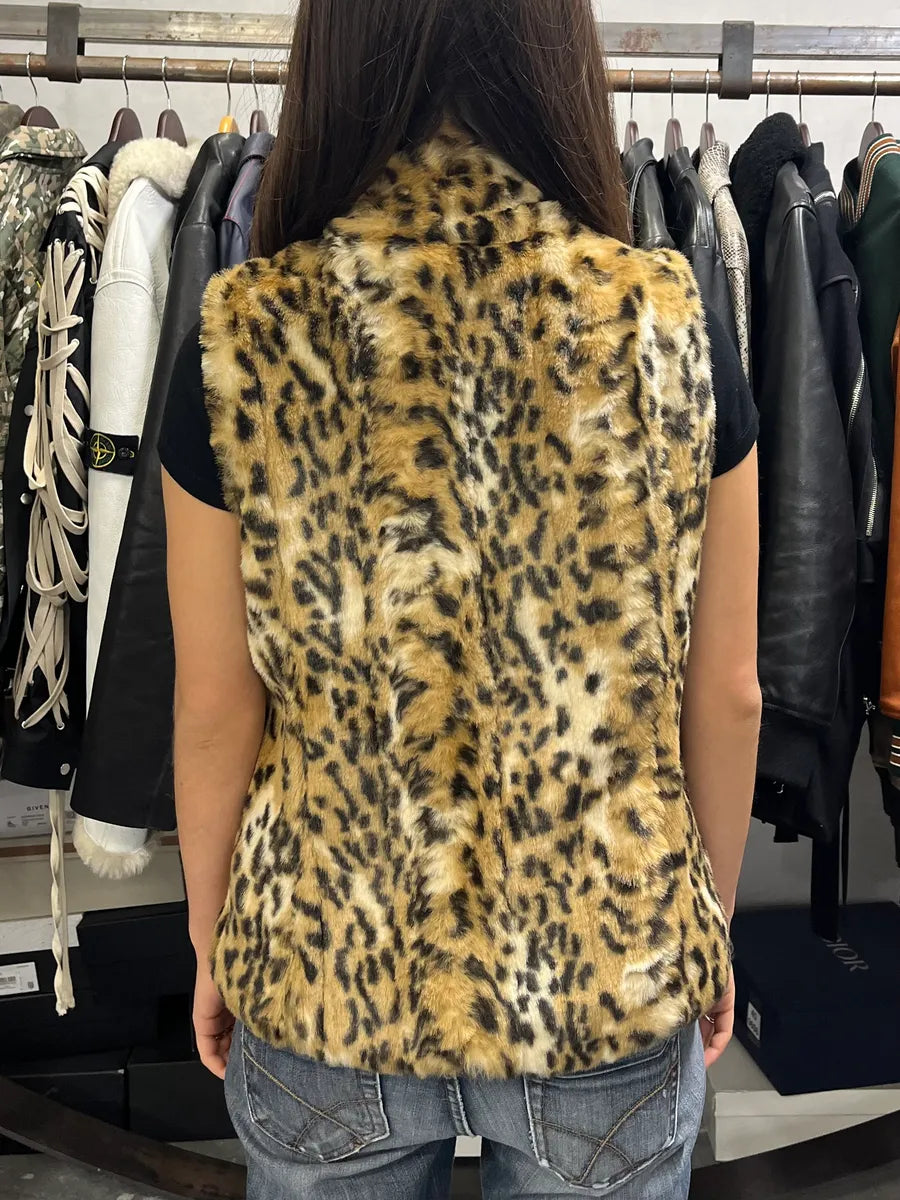 1990s Balmain Leopard Faux Fur French Vest bmbcGkv 2