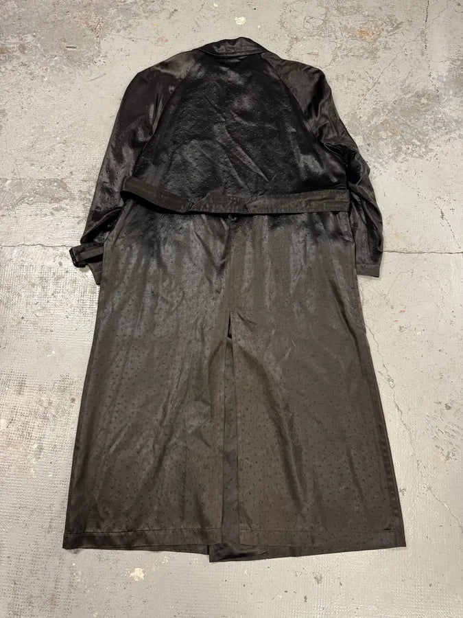 1990s Balmain Ostrich Effect Black Trench Coat DXqZIiZ 4