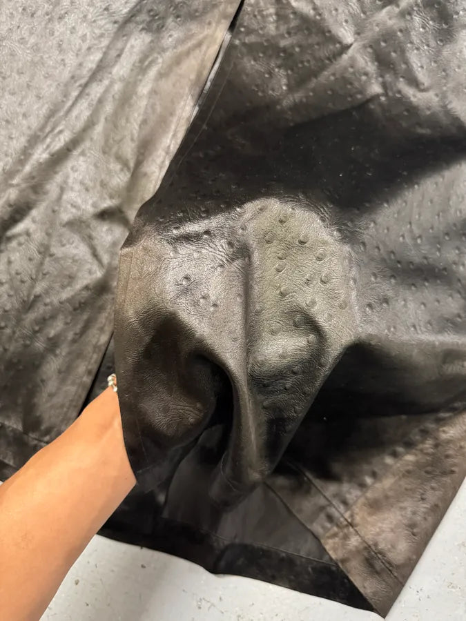 1990s Balmain Ostrich Effect Black Trench Coat DXqZIiZ 8