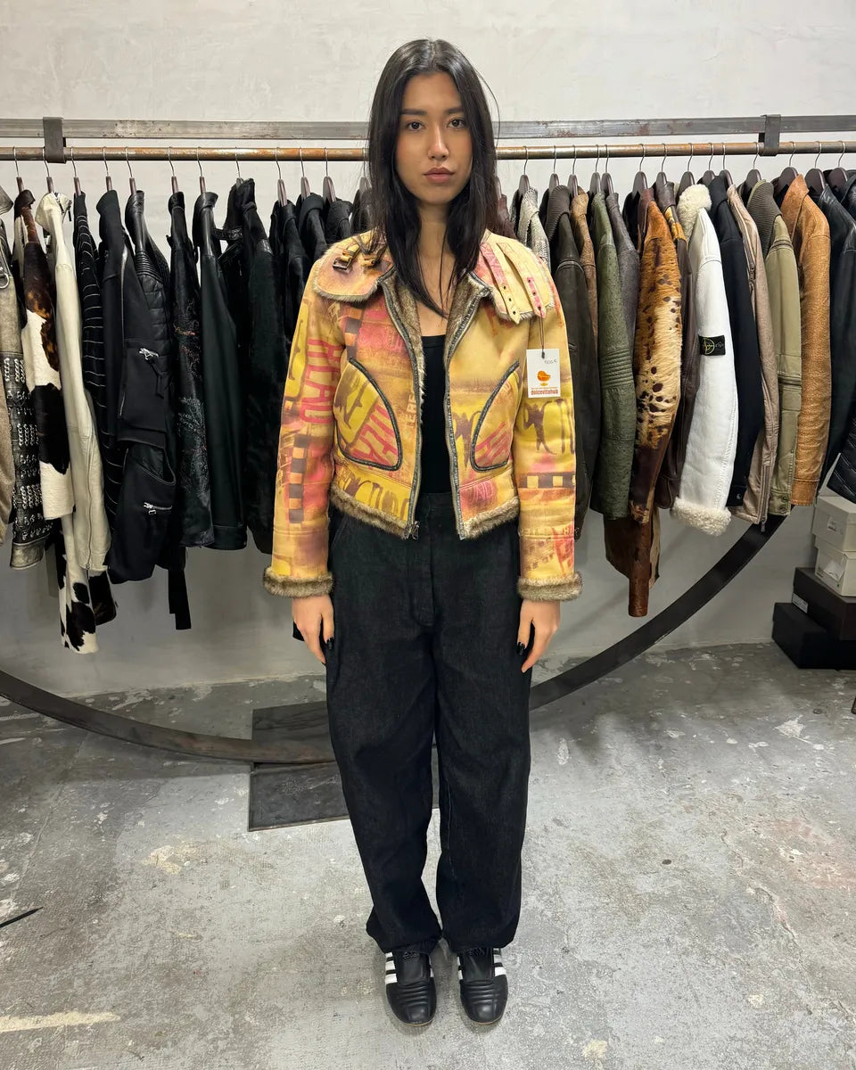 1990s Balmain Reversible Fur Leather Camel Biker Jacket CGfXVzT 3