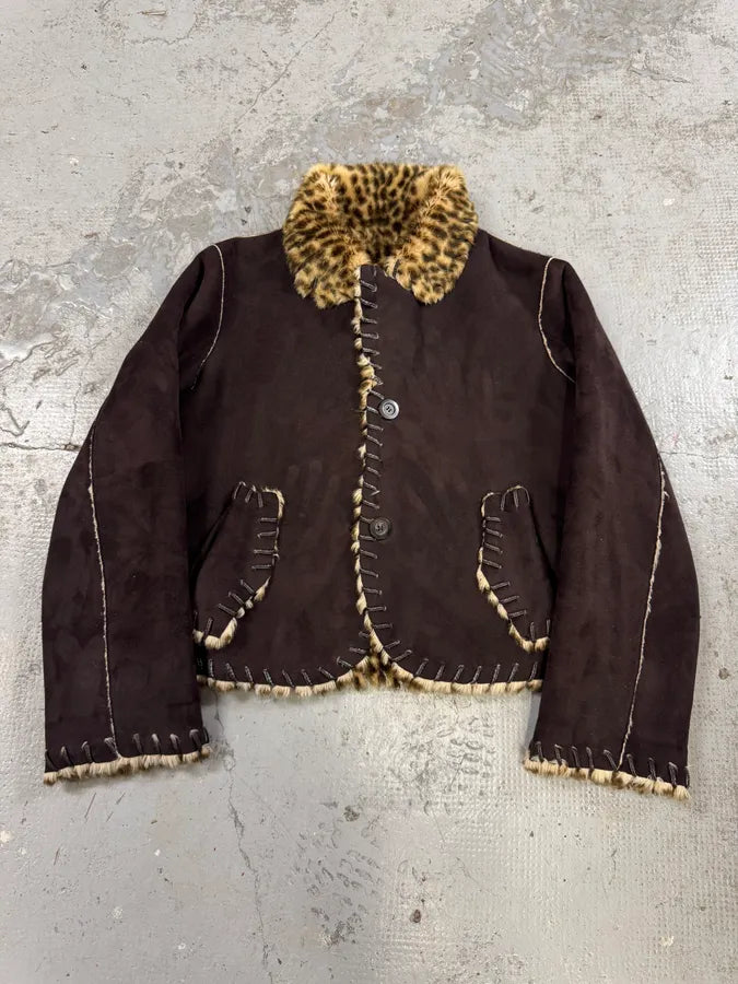 1990s Balmain Reversible Leopard Faux Fur Jacket oKWTIss 1