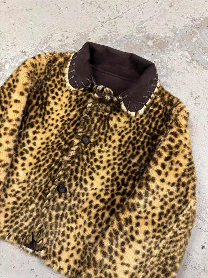 1990s Balmain Reversible Leopard Faux Fur Jacket oKWTIss 2