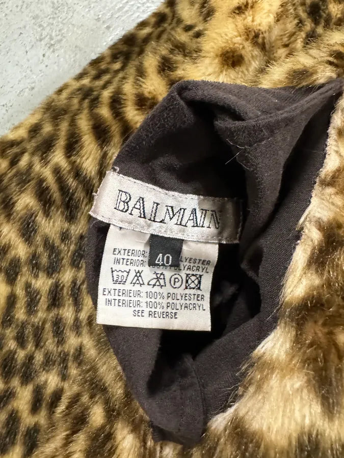 1990s Balmain Reversible Leopard Faux Fur Jacket oKWTIss 7