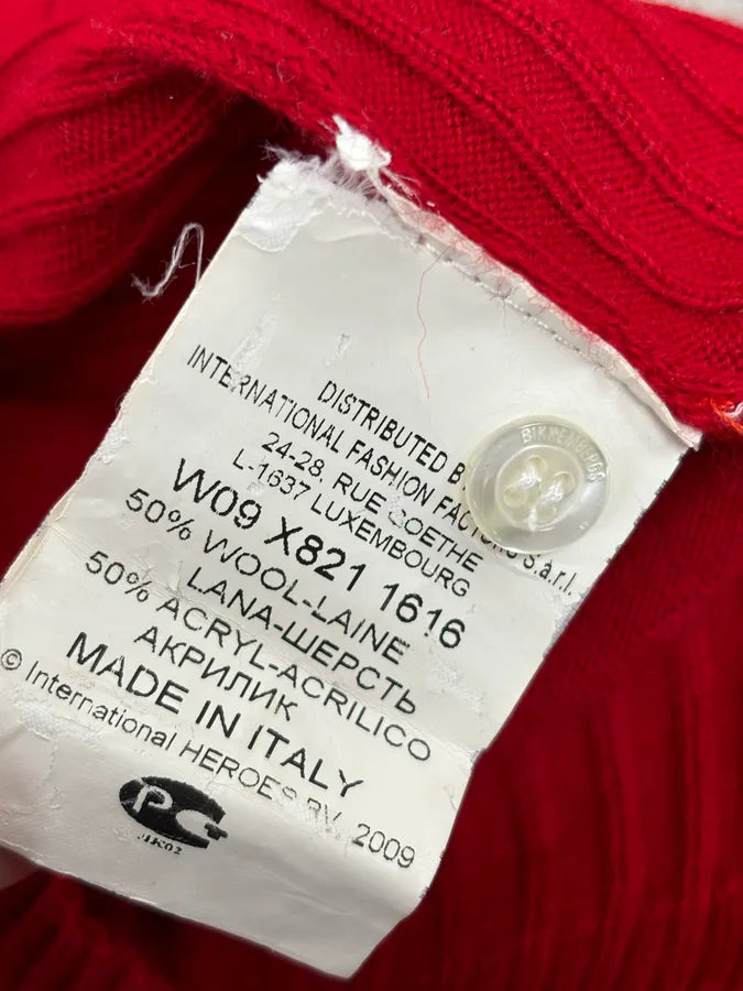 AW2009 Bikkembergs Red V-Neck Wool Collar Sweater YBKcRIW 8