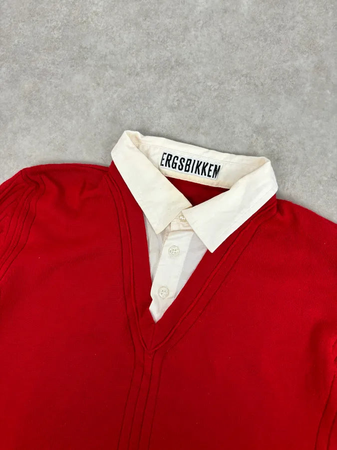 AW2009 Bikkembergs Red V-Neck Wool Collar Sweater YBKcRIW 3