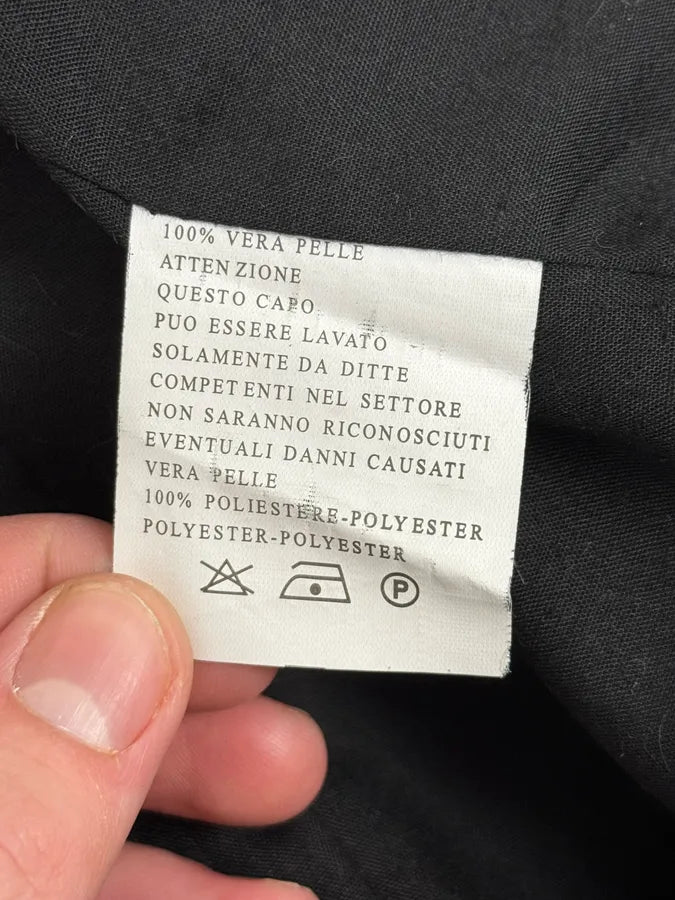 1990s Black Italian Leather Fur Hooded Jacket VRcpZXB 10