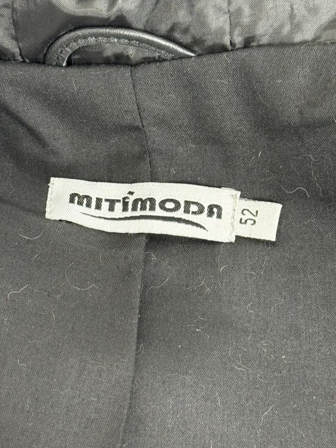 1990s Black Italian Leather Fur Hooded Jacket VRcpZXB 8