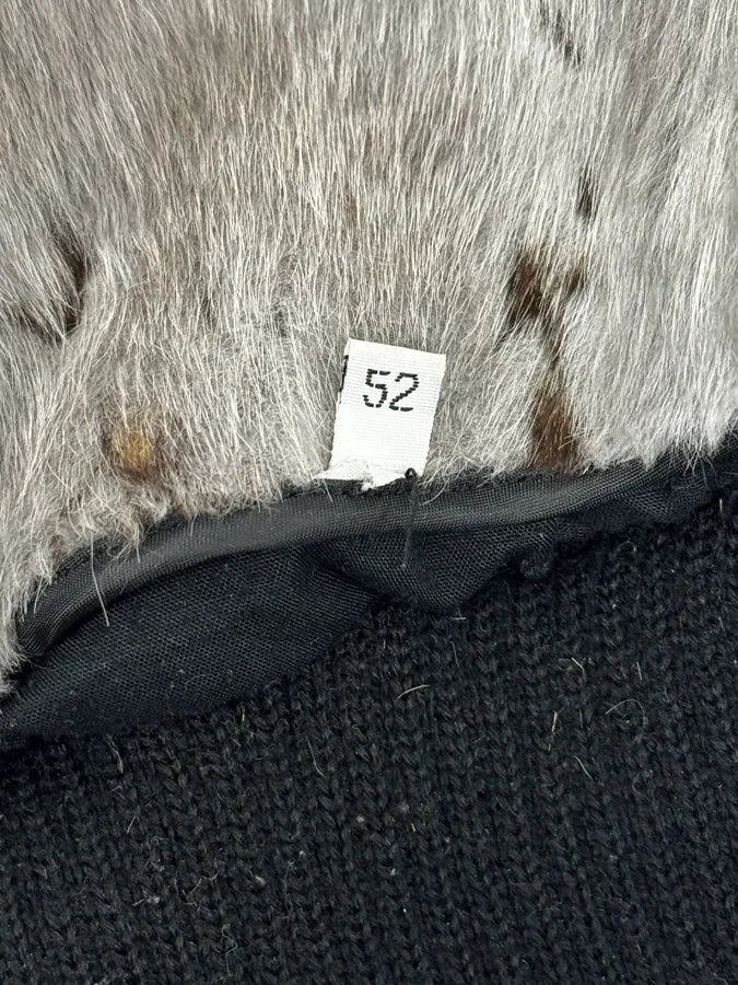 1990s Black Italian Leather Fur Hooded Jacket VRcpZXB 9