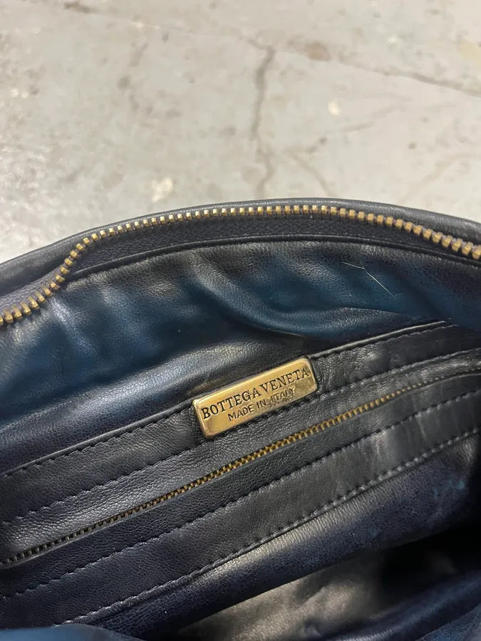 1990s Bottega Veneta Intrecciato Black Woven Leather Shoulder Bag (OS) arqphgB 6