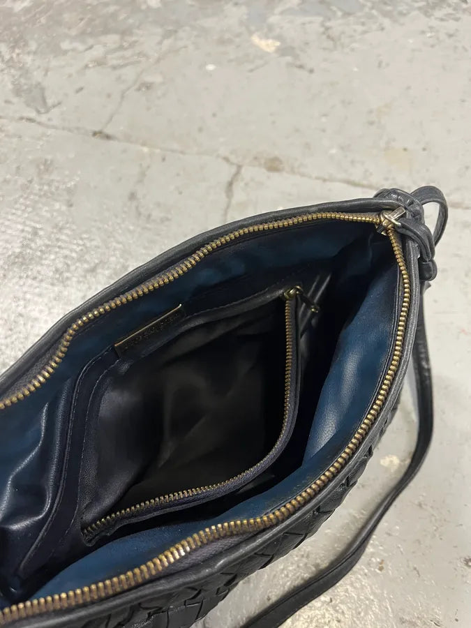 1990s Bottega Veneta Intrecciato Black Woven Leather Shoulder Bag (OS) arqphgB 7