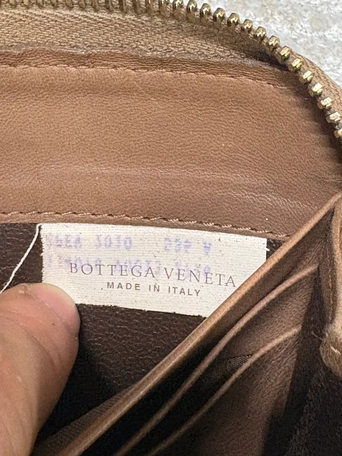 1990s Bottega Veneta Intrecciato Brown Woven Leather Wallet WoypHjR 2