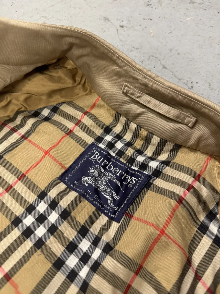1990s Burberry Beige Tartan Trench Coat TDmPRyl 11