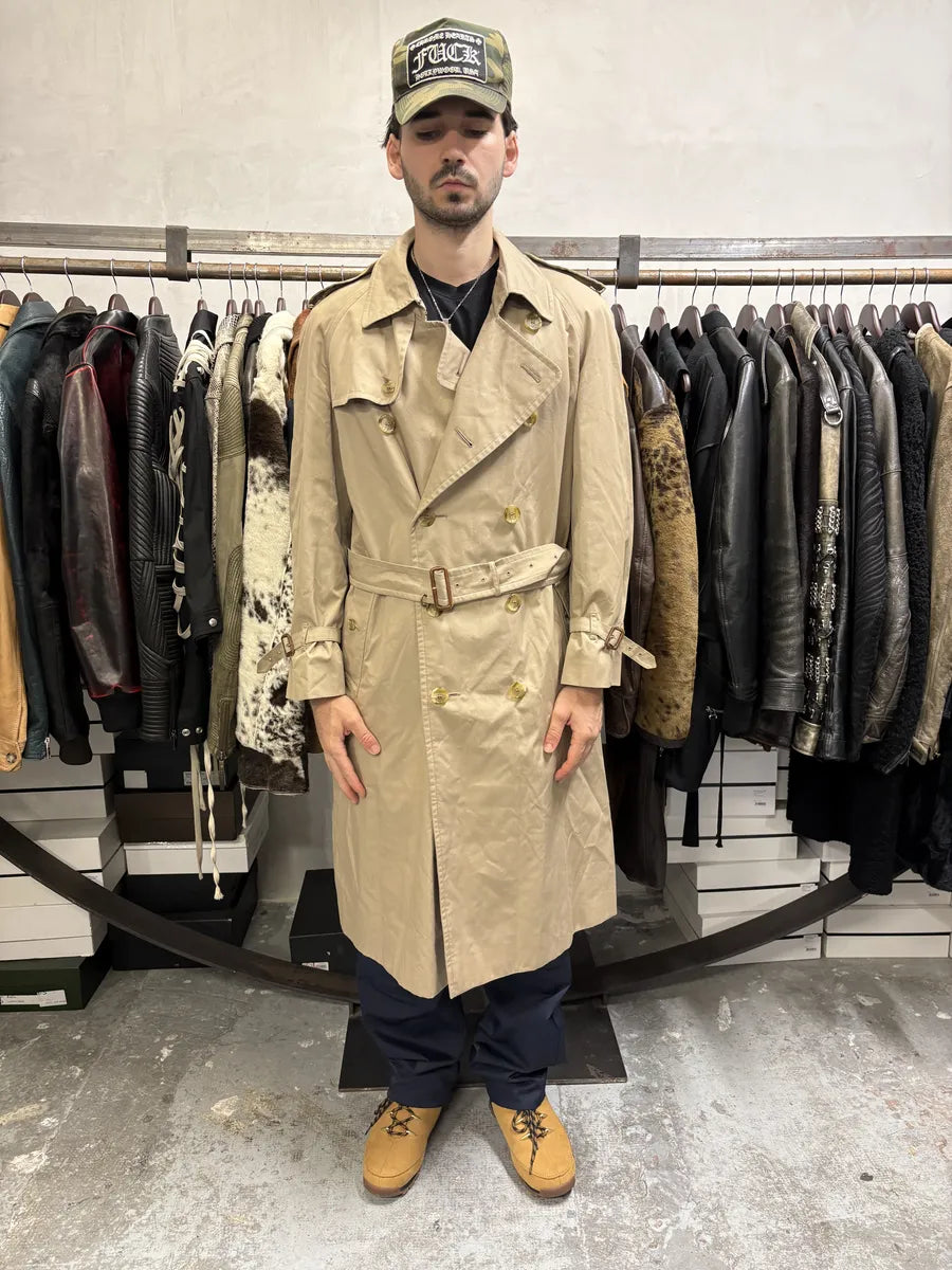 1990s Burberry Beige Tartan Trench Coat TDmPRyl 2