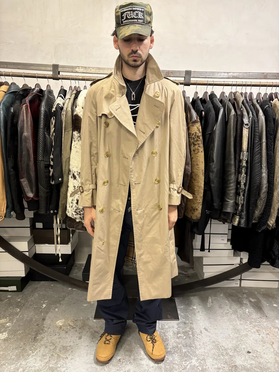 1990s Burberry Beige Tartan Trench Coat TDmPRyl 4