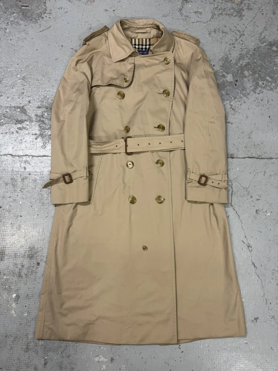 1990s Burberry Beige Tartan Trench Coat TDmPRyl 5