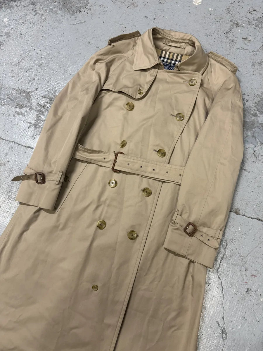 1990s Burberry Beige Tartan Trench Coat TDmPRyl 8