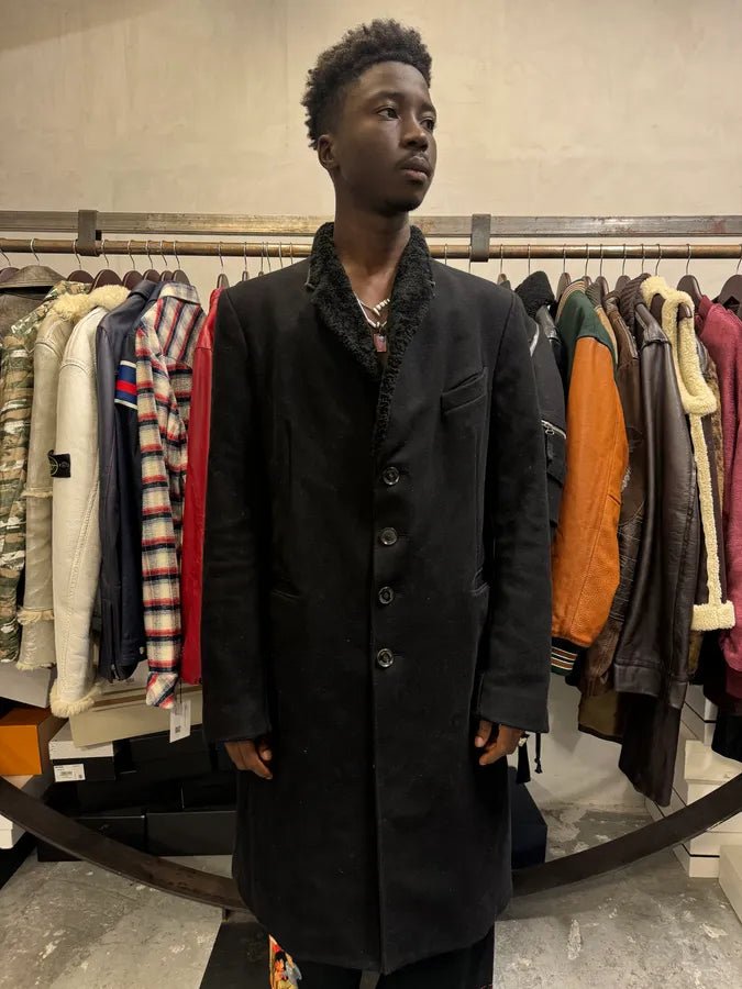 1990s Burberry Black Shearling Long Coat LiWXevT 1