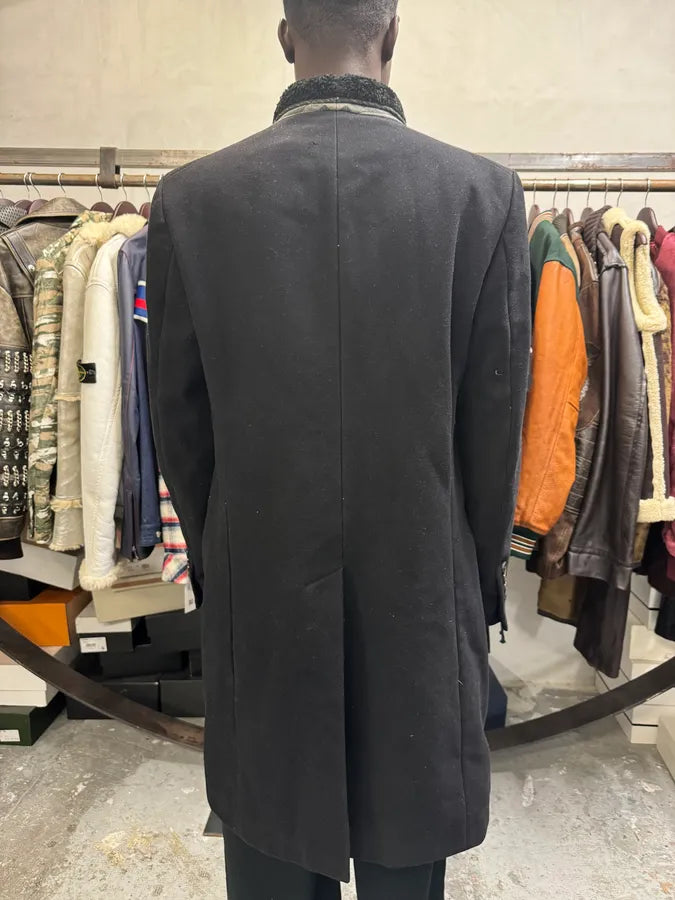 1990s Burberry Black Shearling Long Coat LiWXevT 2