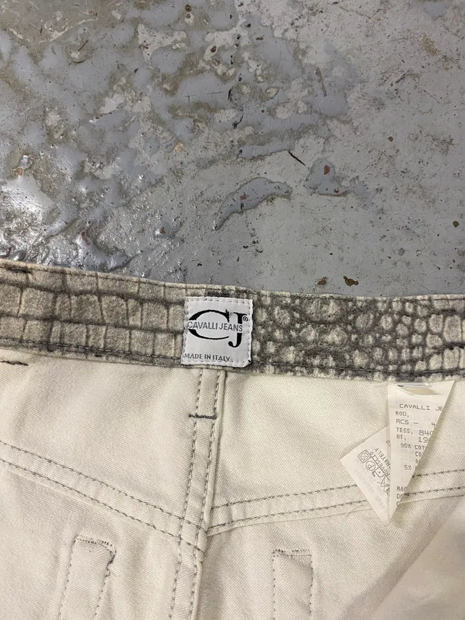 1990s Cavalli Crocodile Print Grey Pants qvkYicM 7
