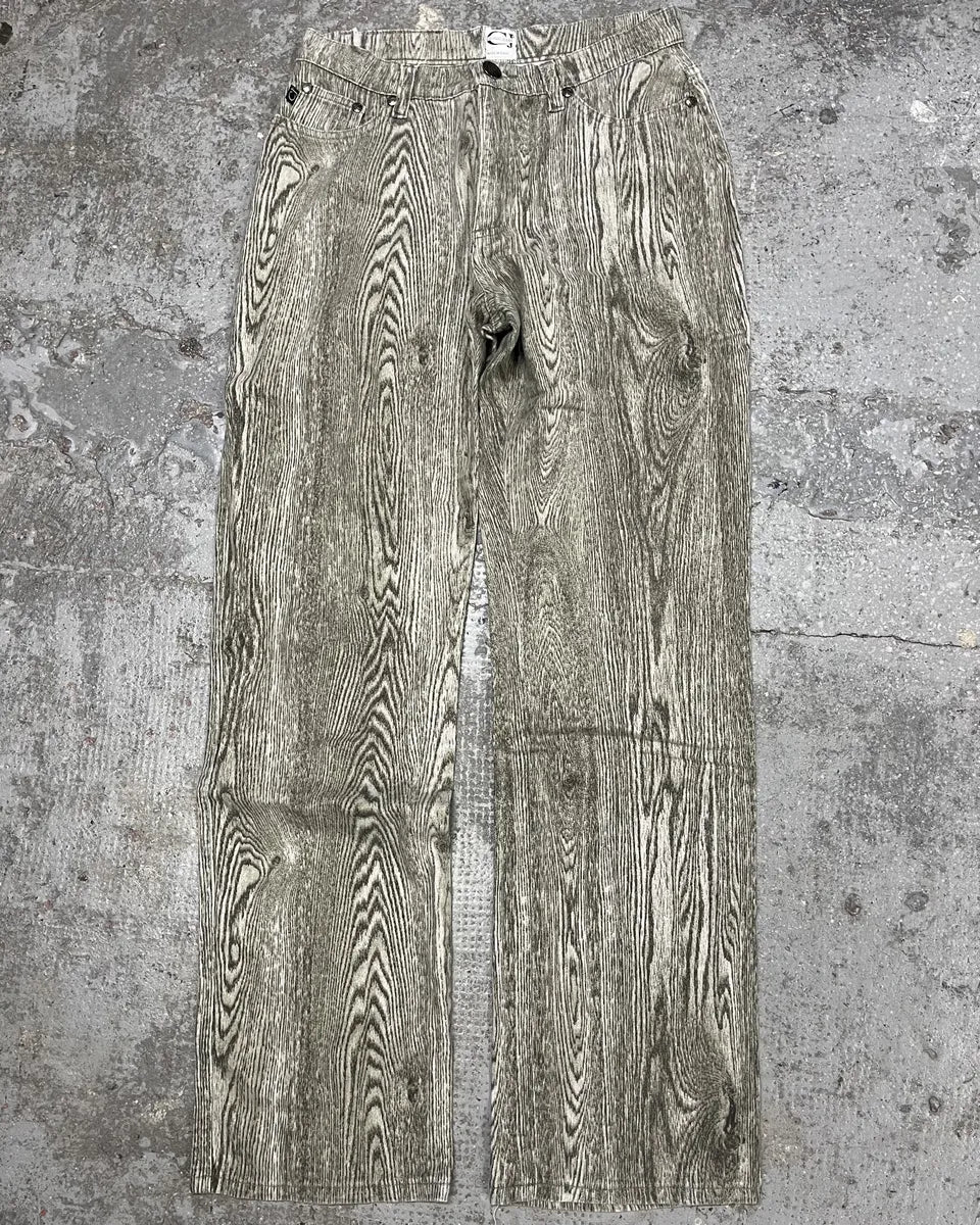 1990s Cavalli Grey Split Wood Pants (S) jXdvWjG 0