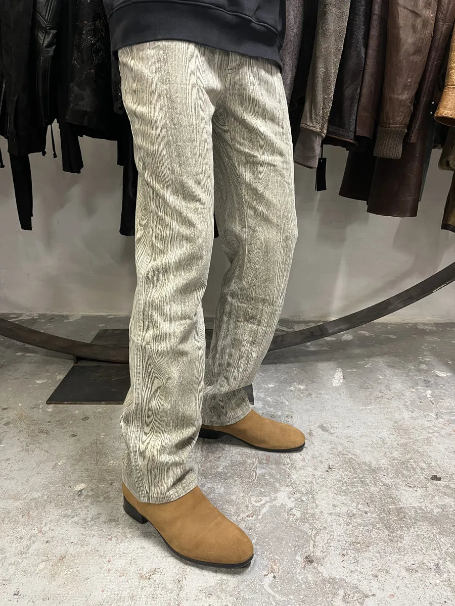 1990s Cavalli Grey Split Wood Pants (S) jXdvWjG 1