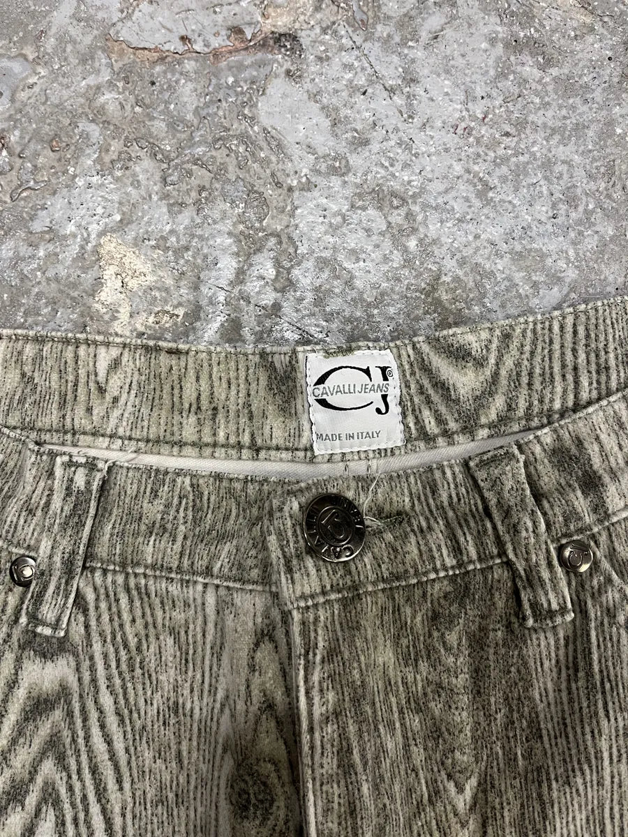 1990s Cavalli Grey Split Wood Pants (S) jXdvWjG 10